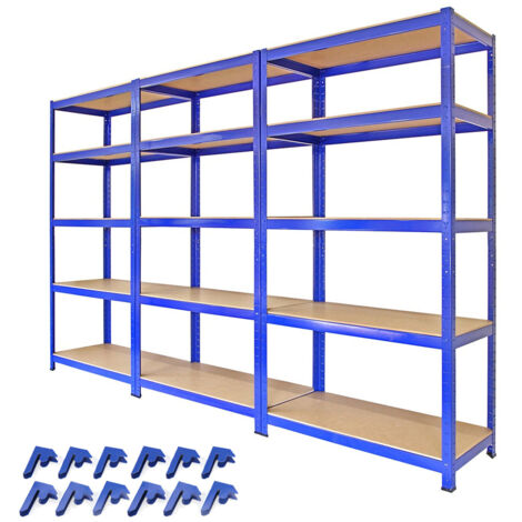 3 x T-Rax 90cm Blue Racking & Bay Connectors