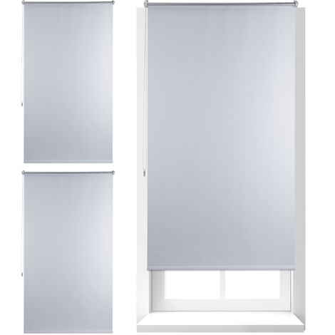3 x Thermo Verdunklungsrollo, Hitzeschutz, Fenster Seitenzugrollo, Klemmfix ohne bohren, 90x160, Stoff 86 cm, weiß