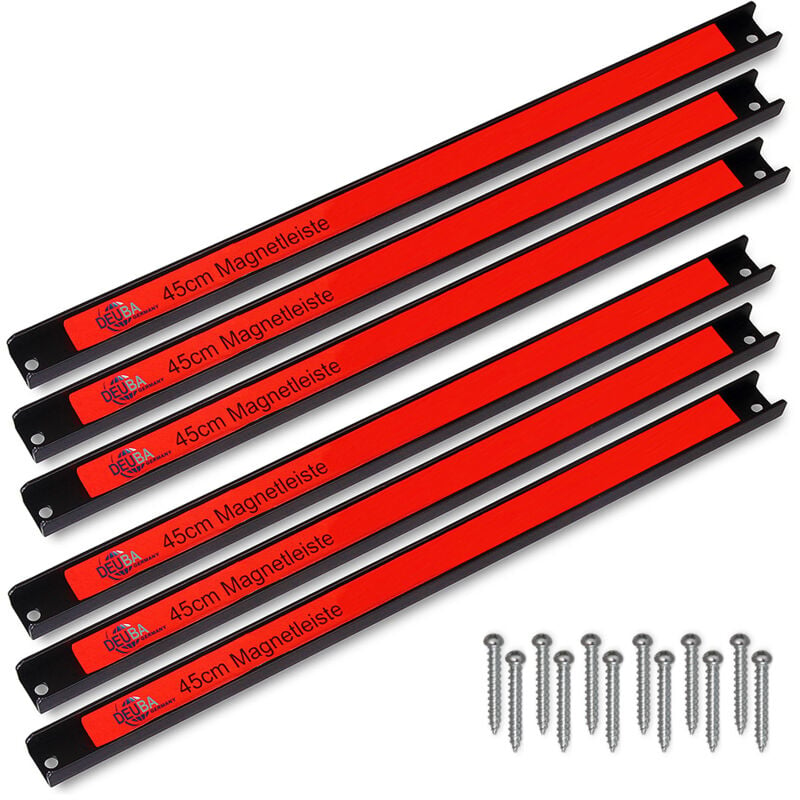 Magnetic Strips 45cm - 60cm Length 23kg Load Capacity Including Mounting Material Efficient Tool Storage Set Garage Workshop Shed 6x 45cm - Deuba