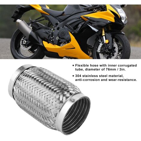 3 x Tuyau Flexible Inox 6 Pouces pour Échappement avec Conduit Intérieur Ondulé
