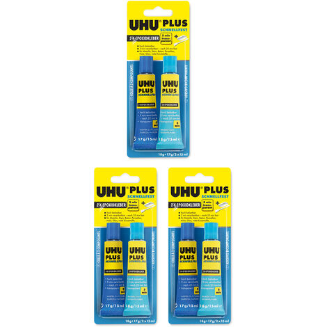 3 x UHU plus schnellfest, 3 x 35g