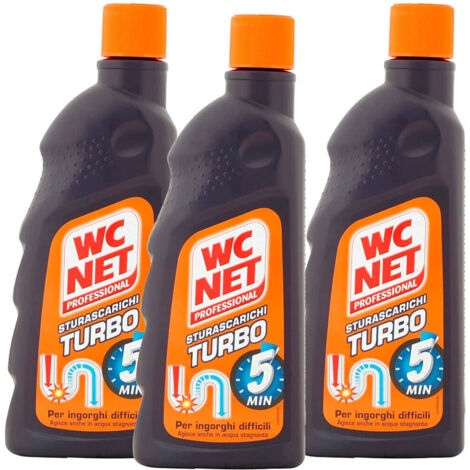 3 x WC Net Sturascarichi Turbo Gel Superconcentrato Ingorghi Difficili 500 ml
