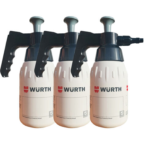 WURTH 3 x Würth Pumpsprühflaschen 1 Liter Grau Lösemittelbeständig Spar-Set