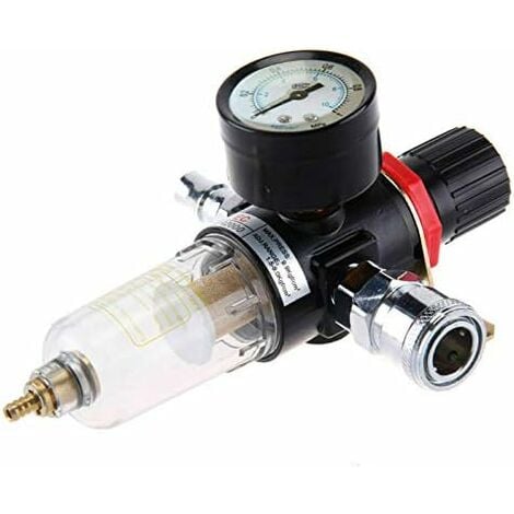 Régulateur de Pression du Compresseur d'air 1/4 Détendeur  Pneumatique,Valve de Régulation de Pression Avec Raccord 180psi 12bar(Valve  à quatre voie) : : Bricolage