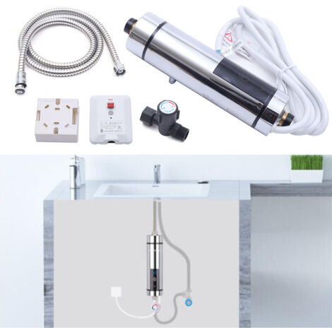 30-52℃ Mini Elektrisch Durchlauferhitzer Warmwasserbereiter mit Dusche Kit 5500W
