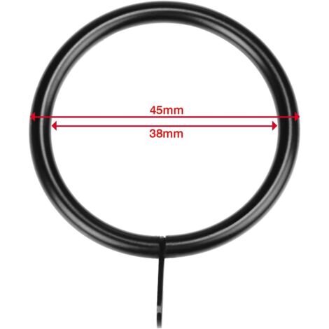30 anelli per tende in metallo, anelli per aste per tende, diametro interno 38 mm, adatti per bagni, neri.
