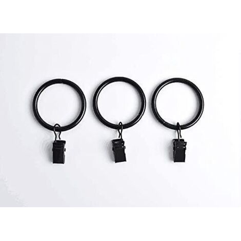30 anneaux de rideau de douche multifonctions de 32 mm de diamètre (noir)