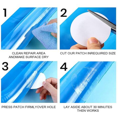 30 Autocollants de Réparation pour Piscine Hors-sol, Patch en Vinyle pour Bouée et Bateau Gonflable, Kit de 30 Pièces