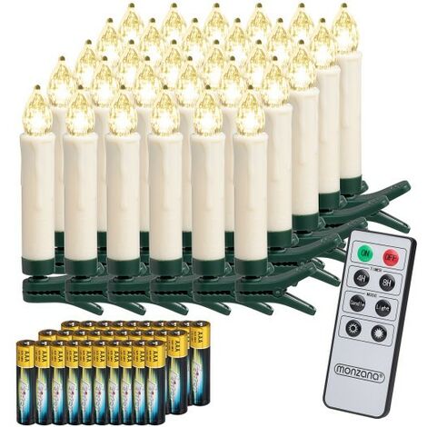 30 Bougies LED Blanc Chaud pour Sapin de Noël : Piles et Télécommande incluses