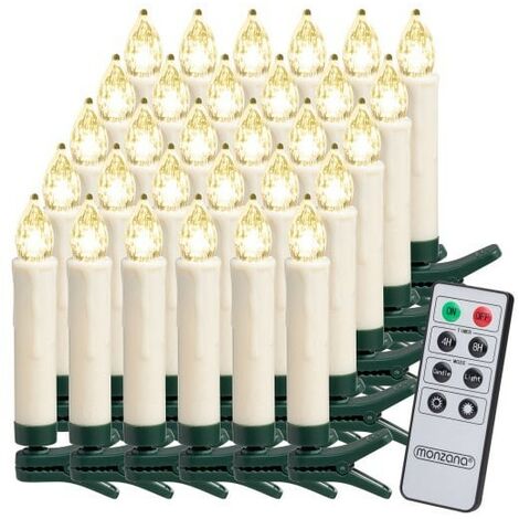 30 Bougies LED Blanc Chaud pour Sapin de Noël : Télécommande incluse