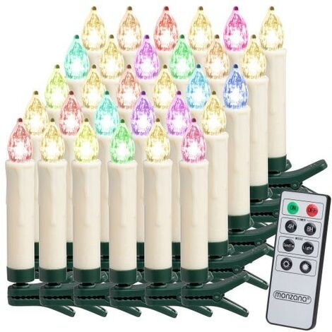30 Bougies LED Multicolores pour Sapin de Noël : Télécommande incluse