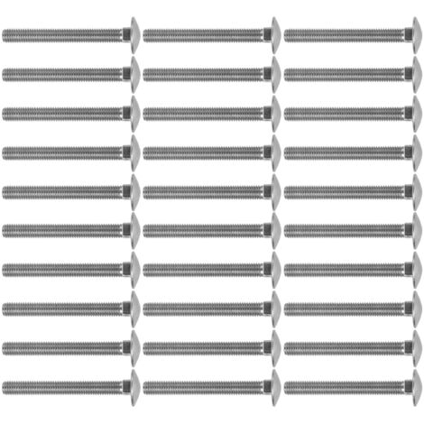 30 Boulons à tête carrée M8x1.25 Inox A2, Vis de Carrosserie DIN 603 M8x70, Lot de 30 Pièces