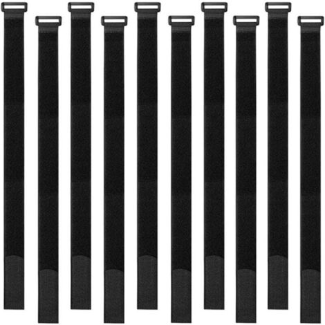 30 bridas negras de 40 cm, reutilizables, con velcro para la gestión de cables.