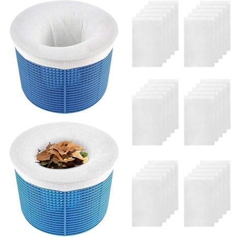 30 Chaussettes de Skimmer de Piscine : Filtres Élastiques Anti-Feuilles & Cheveux, Protège Votre Panier de Skimmer, Entretien Facile de la Piscine - Blanc