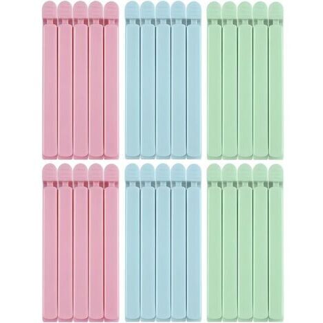 30 clip per sacchetti alimentari, lunghe 15 centimetri, 3 colori, pratiche per chiudere diverse confezioni di alimenti, garantendo che gli snack rimangano freschi (verde, rosa, blu)