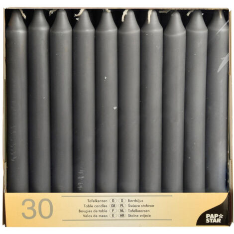 30 CM-DIAMÈTRE 2,15 TAFELKERZEN 84816 19,6 CM (GRIS) PAPSTAR