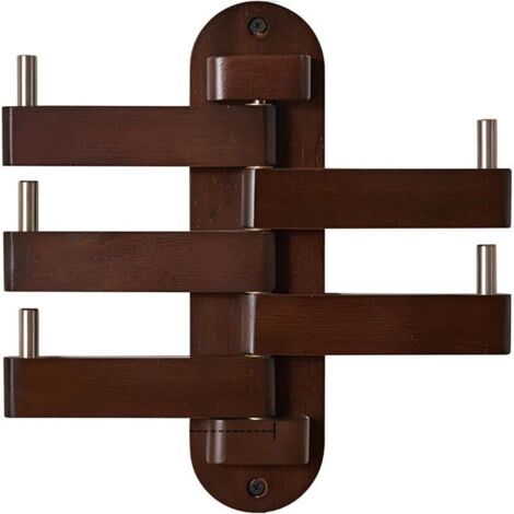 30 cm drehbare Wandgarderobe aus Eiche, 5 klappbare Arme, robust, für Badezimmer, Eingangsbereich, Schlafzimmer, Büro, Küche (braun)