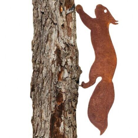 30 cm - Eichhörnchen für Baum - Gartendekoration aus Metall - Natürliche Rostpatina， Rost Gartendekoration