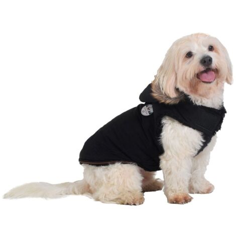 30 cm: Giubbotto modello Canada imbottito con cappuccio rimovibile nero per cani