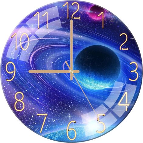 30 cm große Glaswanduhr, moderne, geräuschlose runde Quarzuhr ohne Ticken, Wanduhr für Wohnzimmer, Küche, Schlafzimmer, Büro