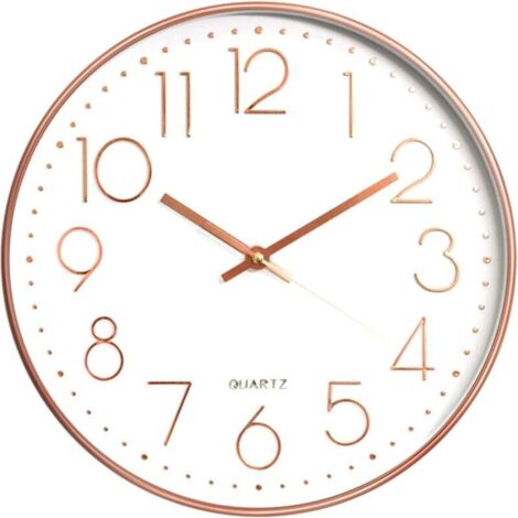30 cm große, leise, nicht tickende, dekorative, leise, nicht tickende Wanduhr für Küche, Wohnzimmer, Schlafzimmer, Büro (Roségold)