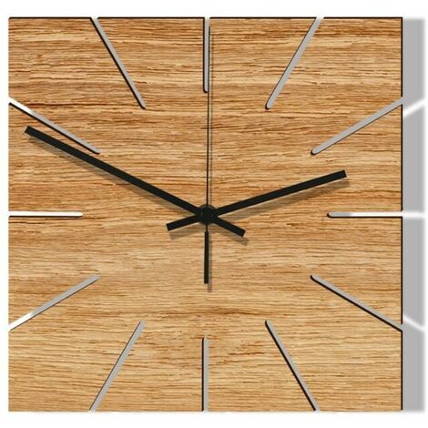 SOLEIL 30 cm große quadratische Wanduhr, minimalistische Holzwanduhr