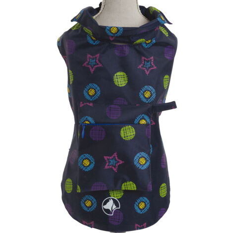 30 cm: Impermeabile BLUE STARS con taschino e foro per guinzaglio per cani