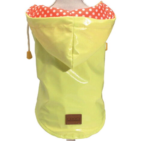 30 cm: Impermeabile RAINDROP LEMON con cappuccio e foro per guinzaglio per cani