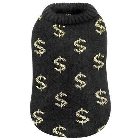 30 cm: Maglioncino modello Dollars con simboli di dollaro per cani
