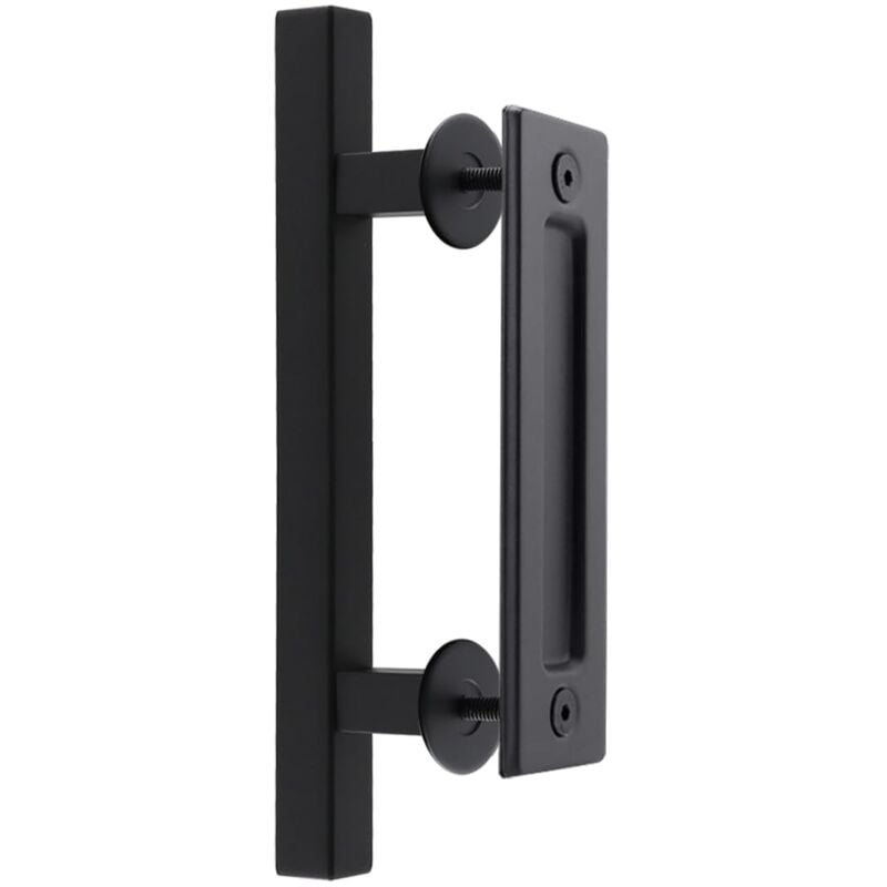 Aougo - 30 cm Poignée Porte Coulissante, Ronde Poignée de Porte Noire Poignée pour Portails, Garages, Armoires