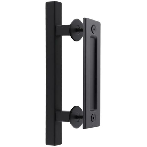 30 cm Poignée Porte Coulissante, Ronde Poignée de Porte Noire Poignée pour Portails, Garages, Armoires