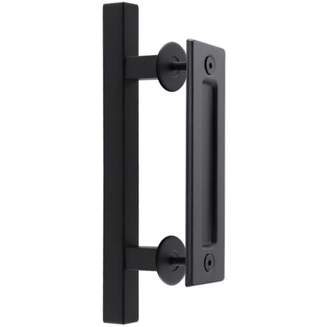 30 cm Poignée Porte Coulissante, Ronde Poignée de Porte Noire Poignée pour Portails, Garages, Armoires