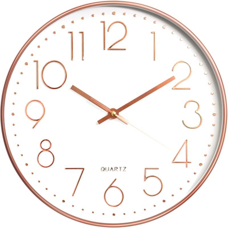 Ahlsen - 30 cm Silent Non-Ticking Grande Horloge Murale silencieuse sans tic tac décorative pour Cuisine Salon Chambre Bureau (Or Rose)