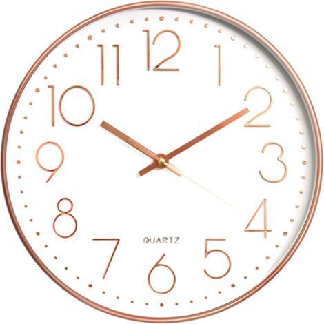 30 CM Silent Non-Ticking Grande Horloge Murale silencieuse sans tic tac décorative pour Cuisine Salon Chambre Bureau (Or Rose)