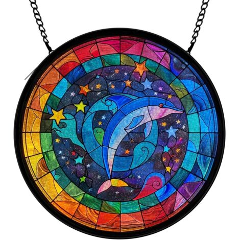30 cmAttrape-soleil en verre coloré oiseau fleurs, décoration fenêtre suspendue, cadeau maman