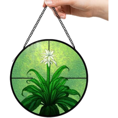 30 cmAttrape-soleil en vitrail à fleurs, panneau suspendu pour fenêtre, décoration maison cadeau original