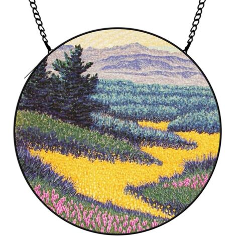 30 cmAttrape-soleil en vitrail fleurs sauvages papillons abeilles, décoration maison jardin, cadeau femme