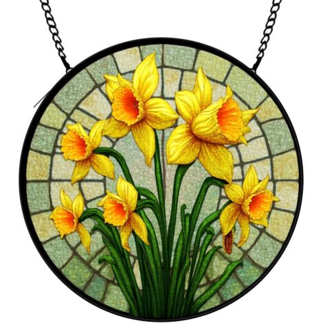 30 cmAttrape-soleil fleurs en verre coloré, suspension décorative pour fenêtre, idée cadeau anniversaire