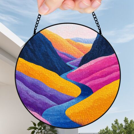 30 cmAttrape-soleil fleurs sauvages papillons abeilles, suspension vitrail fenêtre, cadeau femme