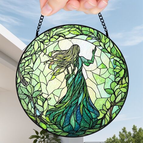 30 cmAttrape-soleil floral en verre coloré, panneau suspendu pour fenêtre, cadeau anniversaire original