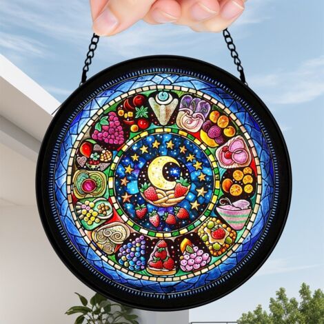 30 cmAttrape-soleil oiseau fleurs colorées, décoration vitrail pour fenêtre jardin, cadeau femme