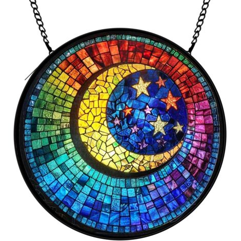 30 cmAttrape-soleil oiseau fleurs en verre coloré, suspension jardin fenêtre, cadeau pour amoureux oiseaux
