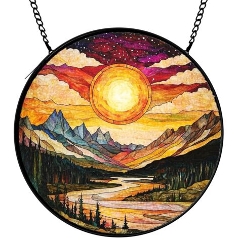 30 cmAttrape-soleil oiseau floral en verre coloré, décoration fenêtre jardin, cadeau femme amoureux oiseaux
