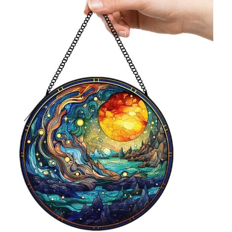30 cmAttrape-soleil vitrail fleurs sauvages abeille papillon, suspension fenêtre intérieure, cadeau femme