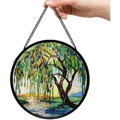 30 cmAttrape-soleil vitrail fleurs sauvages abeille papillon, suspension intérieure fenêtre, cadeau femme