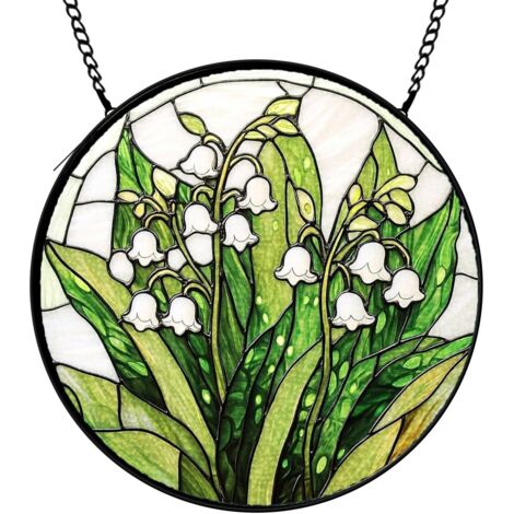 30 cmDécor suspendu vitrail oiseau fleurs, attrape-soleil pour fenêtre jardin, idée cadeau femme maman grand-mère