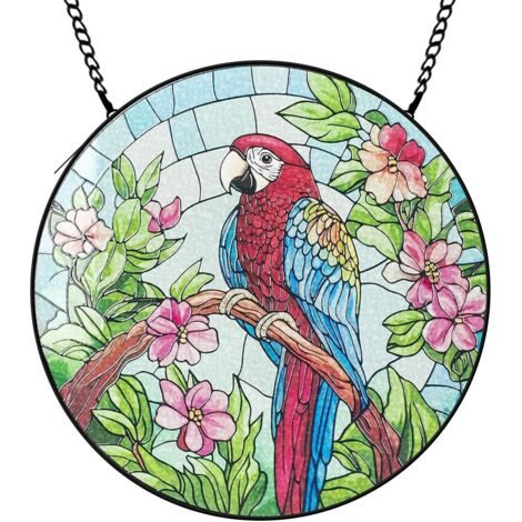 30 cmPanneau vitrail fleurs oiseaux abeille, attrape-soleil pour fenêtre et porte, cadeau femme
