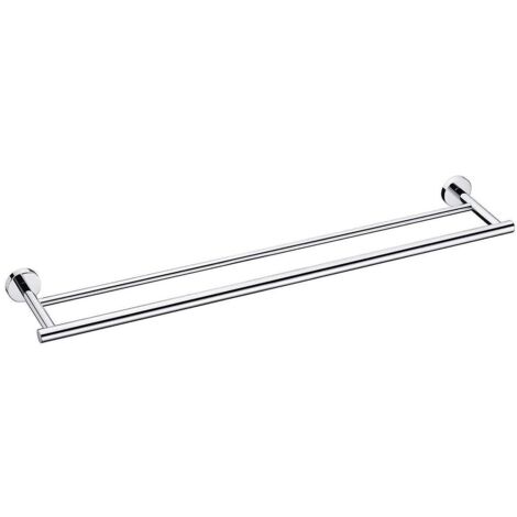 30 Cm,porte Serviette Salle De Bain Double Barres Porte Serviette Mural En Acier Inoxydable  Base Ronde, Finition Polie