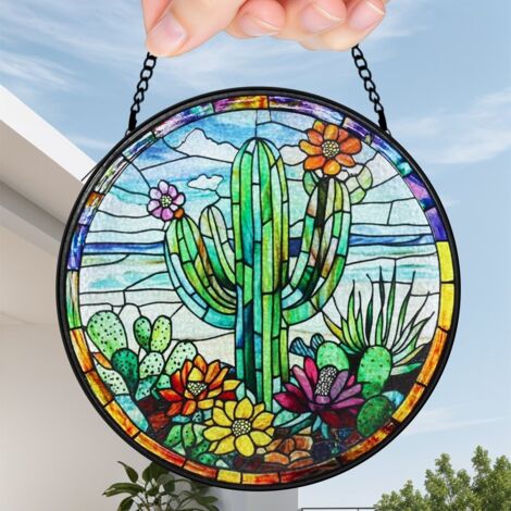 30 cmVitrail attrape-soleil oiseau floral, décoration suspendue pour jardin fenêtre, cadeau anniversaire maman