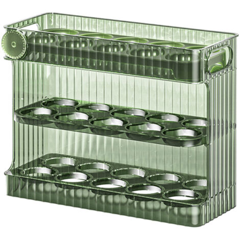 30 Count Flip Fridge Egg Tray Container PET Auto Keep Eggs Fresh Flip Egg Tray Container for Refrigerator Dooor Green
